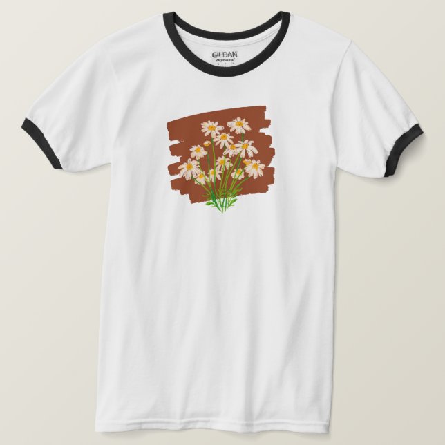 Camiseta Rustic floral design on brown background (Frente do Design)