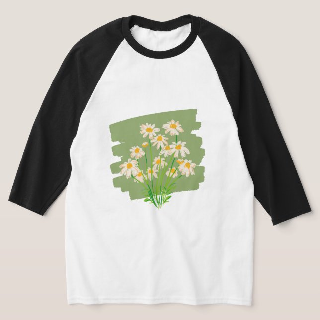 Camiseta Rustic Floral Design on Green Background (Postura )