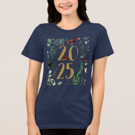 Camiseta Rustic Greenery 2025 Blue Anos novos Feriado