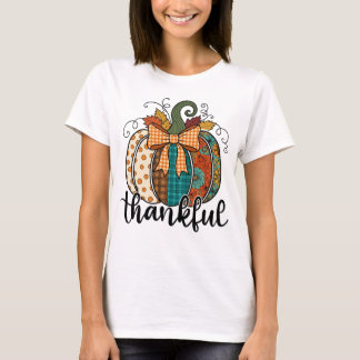 Camiseta Rustic Patchwork Pumpkin Fall Gingham Bow Autumn