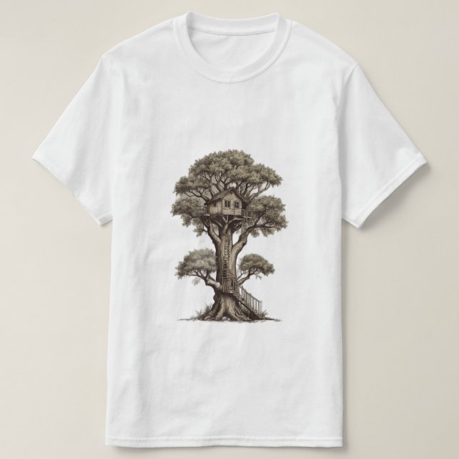 Camiseta Rustic Treehouse Retreat" Descrição: (Frente do Design)