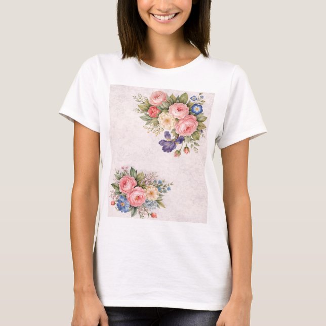 Camiseta Rustic Vintage Personalized Floral Rose Design     (Frente)
