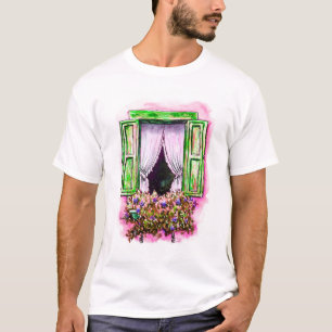 Camiseta Rustic Windows: Watercolor Sketch Provance.