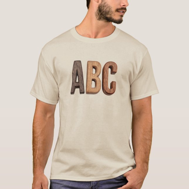 Camiseta Rustic Wood ABC Letters (Frente)
