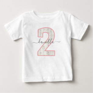 Camiseta Rústico Shabby Chic Rosa Floral Madeira 2 Dois Ano