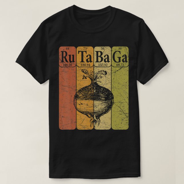 Camiseta Rutabaga Elementos de Tabela Periódicos Sueco Ruta (Frente do Design)