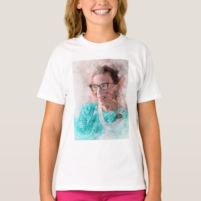 Camiseta Ruth Bader Ginsburg Smiling Watercolor Retrato T (Frente)