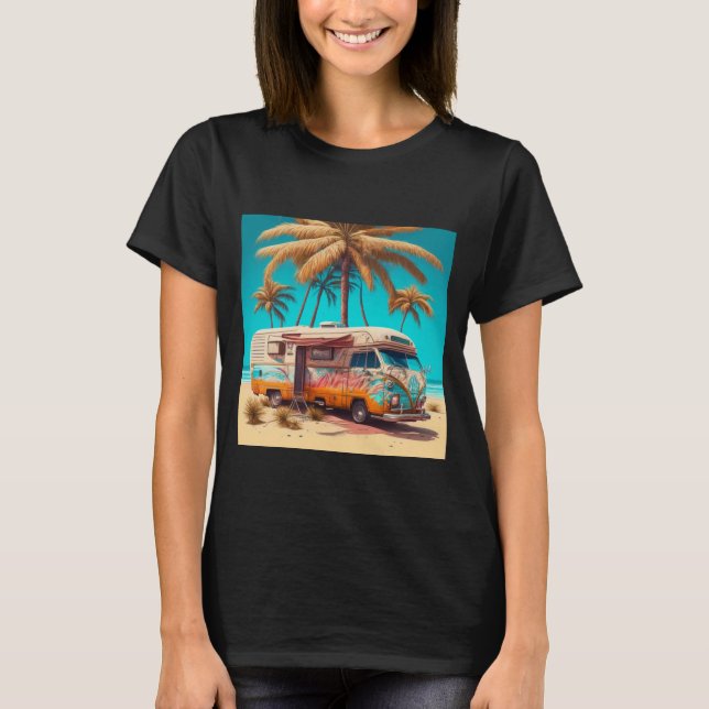 Camiseta RV retrô e palmeiras (Frente)