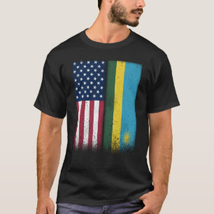 Camiseta Rwanda Bandeiras Americanas Rwandês Orgulhoso EUA