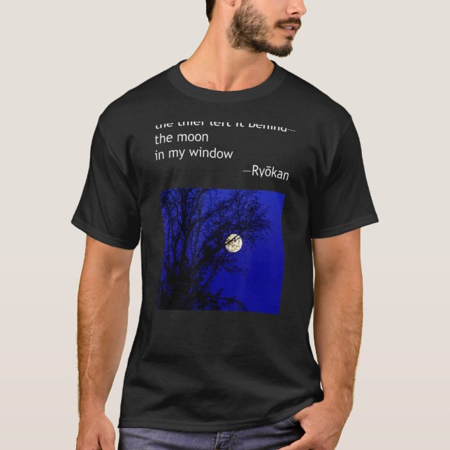 Camiseta Ryokan Ryokwan Haiku Poem Thief Deixado Para Trás  (Frente)