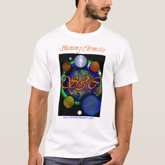 Camiseta S3Cplanets8, texto de S3C, www.LAPOWERSauthor.na (Frente)