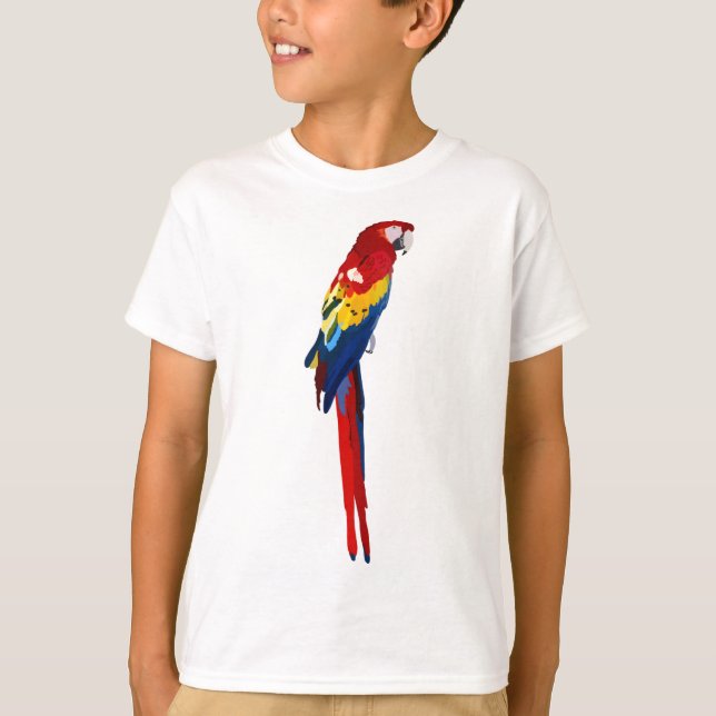 Camiseta S é para Scarlet Macaw (Frente)