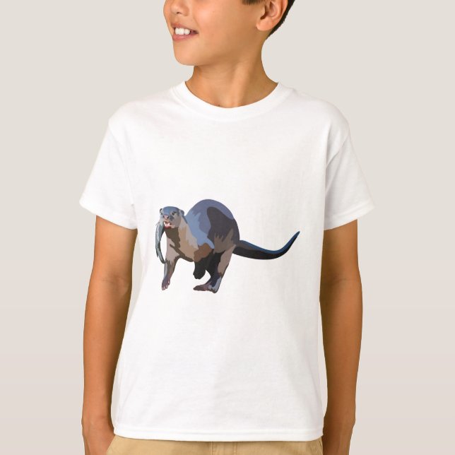 Camiseta S é para uma lontra revestida suavemente (Frente)