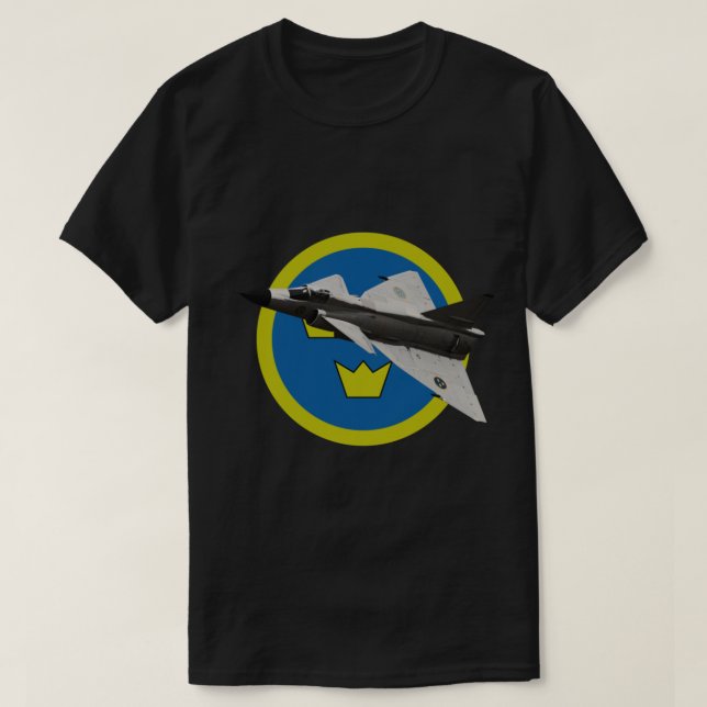 Camiseta Saab 37 Viggen Airplane Sueco Airforce Roundel (Frente do Design)