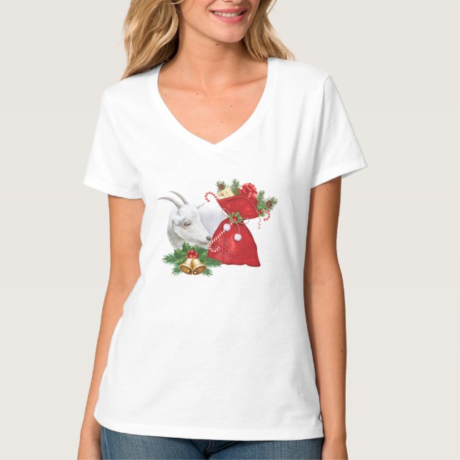 Camiseta Saanen Goat Com Espírito De Férias (Frente)