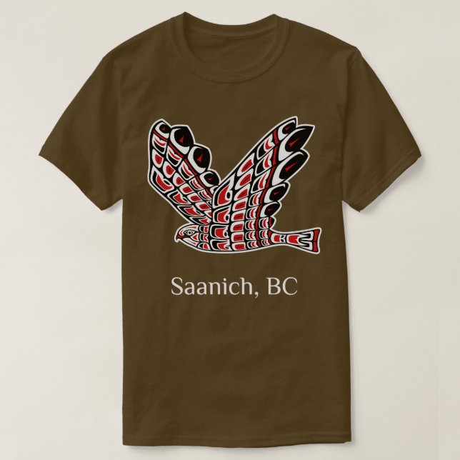 Camiseta Saanich Redail Hawk Native Bird of Prey Art Long (Frente do Design)
