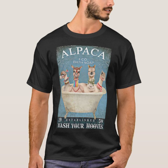 Camiseta Sabão de banho alpaca lave seus cascos. (Frente)