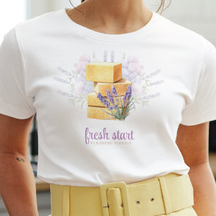 Camiseta Sabão de Lavanda de Aquarela do Serviço de Limpeza