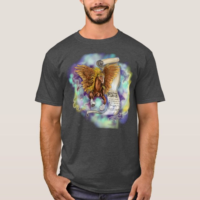 Camiseta Sabedoria de um pegasus, Tara Escura (Frente)