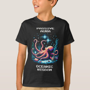 Camiseta Sabedoria Oceânica Aura Pixel Polvo Estilo de Joga