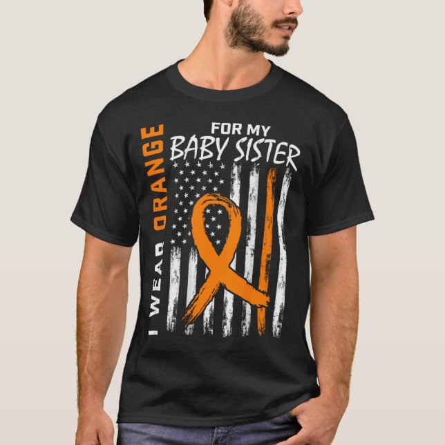 Camiseta Sabor da Irmã do Bebê da Faixa Laranja Leucemia (Frente)