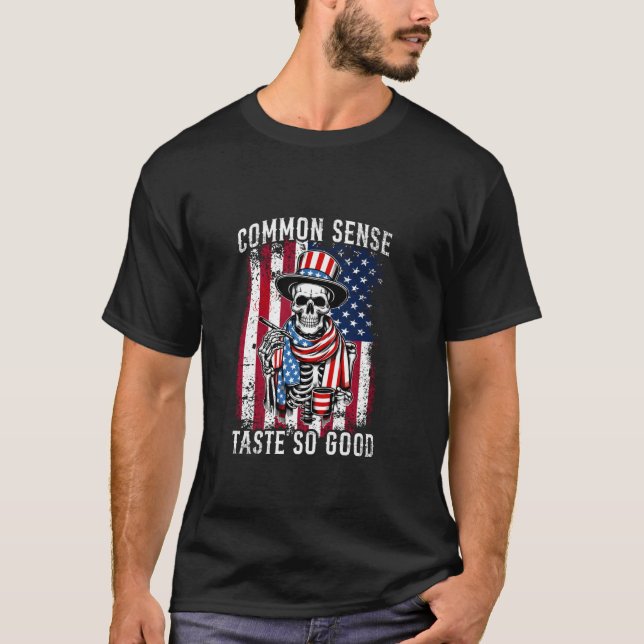 Camiseta Sabor de bom senso tão bom esqueleto Café 4º de (Frente)