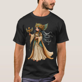 Camiseta Sacerdotisa Celestial da Pirâmide Dourada.