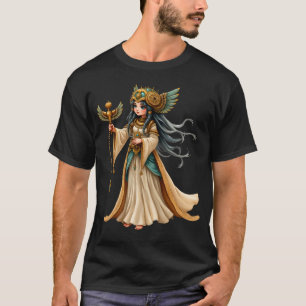 Camiseta Sacerdotisa Celestial da Pirâmide Dourada.