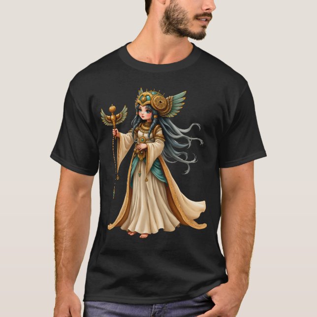Camiseta Sacerdotisa Celestial da Pirâmide Dourada. (Frente)