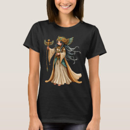 Camiseta Sacerdotisa Celestial da Pirâmide Dourada.