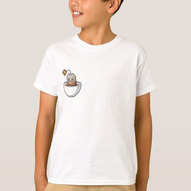 Camiseta Saco de Chá de Suor Nervoso na Xícara Crianças (Frente)