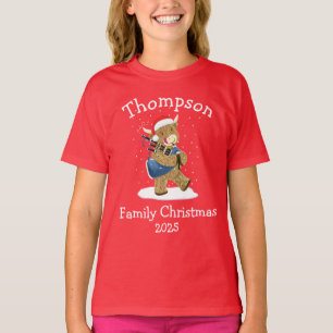 Camiseta Saco de Gaita de Festa de Natal Personalizado Famí