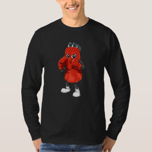 Camiseta saco de pancada com luvas de boxe para um kickboxe