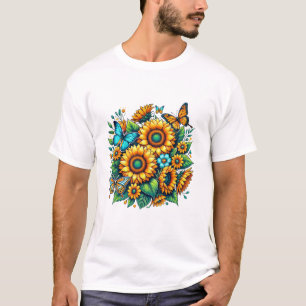Camiseta Saco de Tota de Girassol e Borboleta - Natureza Fl