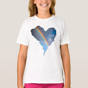 Camiseta Saco Tote Coração do Céu Arco-íris Tela da Natur