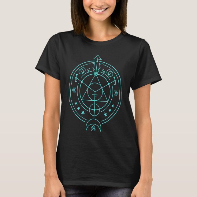 Camiseta Sacred Geometry Yoga Meditation Reiki New Age Aqua (Frente)