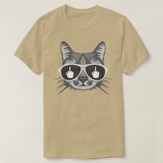 Camiseta Sacudir De Gato, Gato De Dedo Médio (Frente do Design)