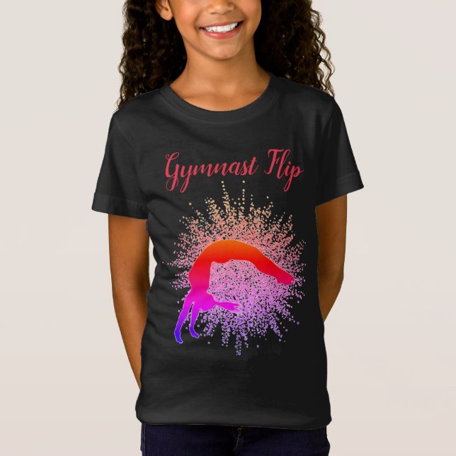 Camiseta "Sacudir de ginástica" Meninas Ginástica Vermelha  (Frente)
