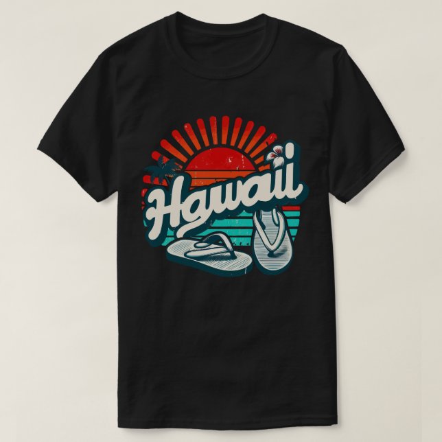 Camiseta Sacudir Hawaii Oahu Sandals Summer Beach (Frente do Design)