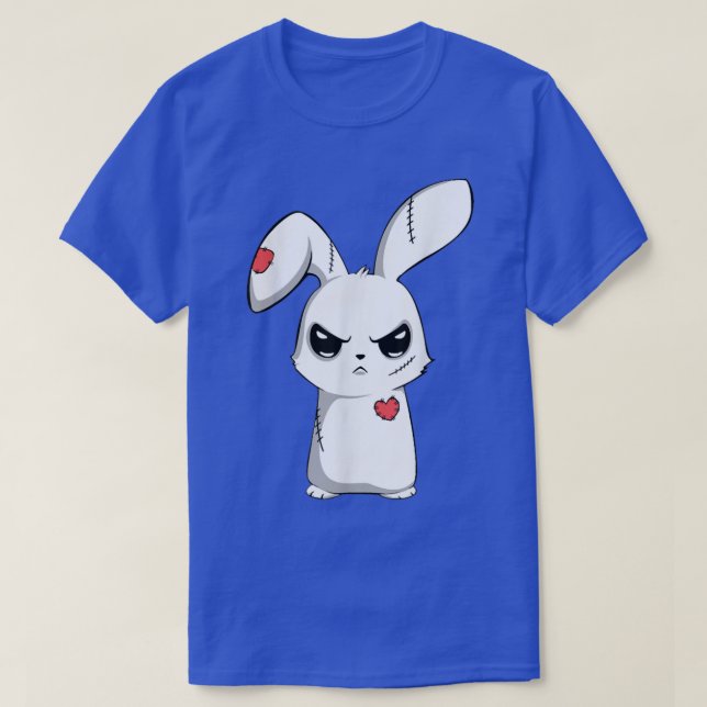 Camiseta Sad Broken Cute Emo Bunny, Gótico Louco E Triste (Frente do Design)
