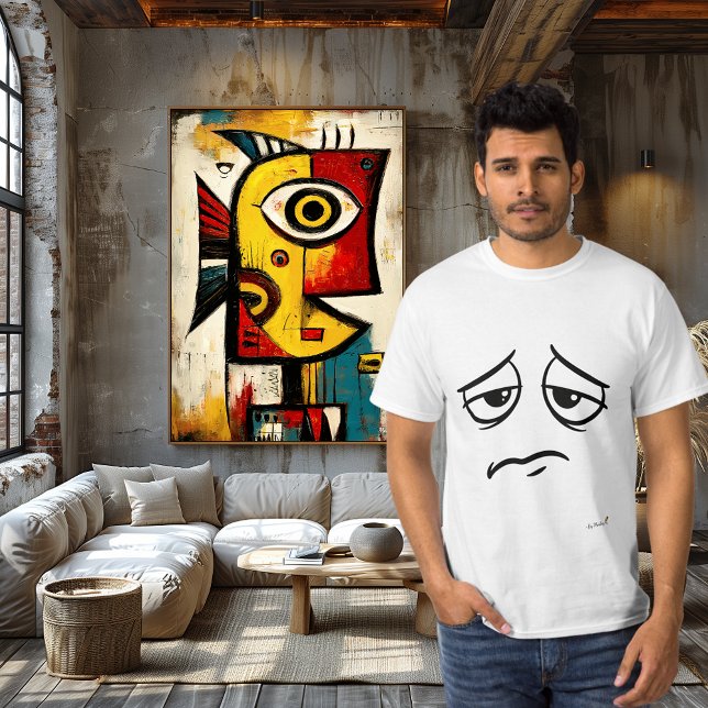 Camiseta Sad Face Minimalist Emotional Humor Monday (Criador carregado)