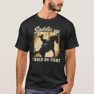 Camiseta Saddle se agarrando e segurando a vaqueira unida u
