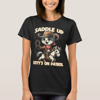 Camiseta Saddle Up Kitty está de patrulha - Desi Gato Cowbo