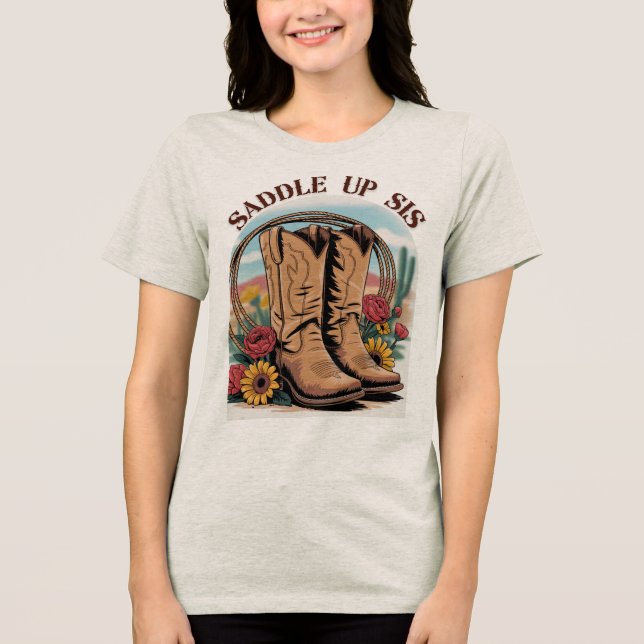 Camiseta Saddle Up Sis - Cowgirl Western Cote T-Shir (Frente)