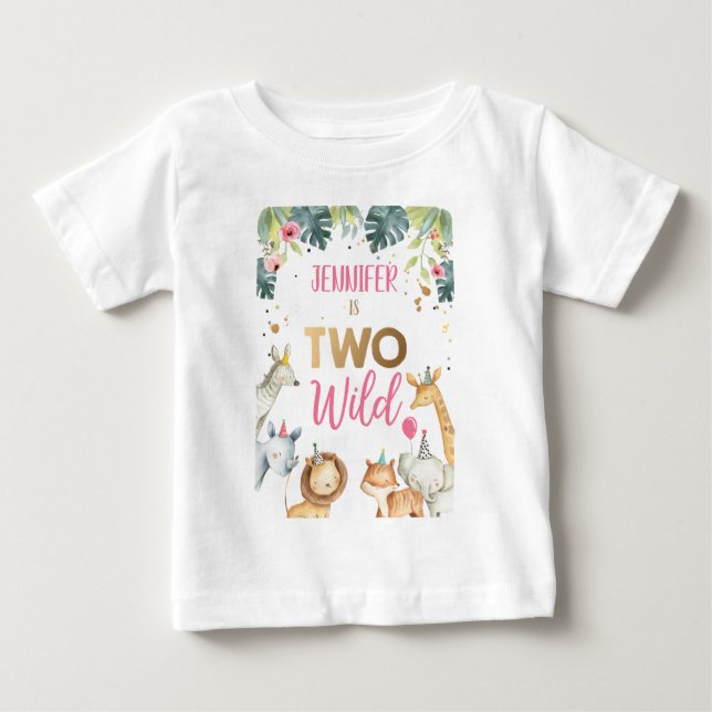 Camiseta Safari Animal Girl Birthday T Shirt Wild Child (Frente)