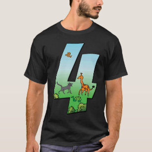 Camiseta Safari Birthday Boy 4Kids Giraffe Número Animal