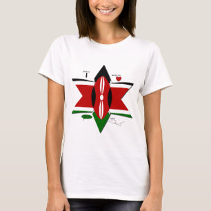 Camiseta Safári da Bandeira do Quênia: Design da Estrela
