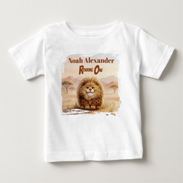 Camiseta Safari First Birthday Zuberi Fluffy Leopard Party (Frente)