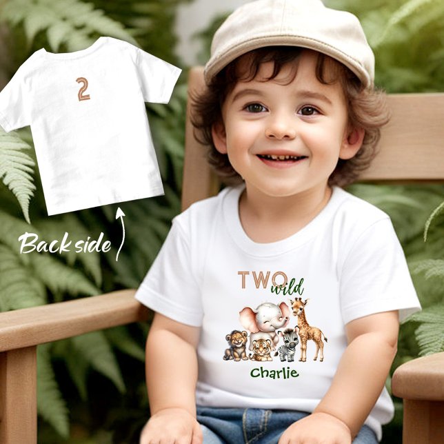 Camiseta Safari Jungle Cute Animal Dois segundos aniversári (Safari Jungle Cute Animals Two Wild 2nd Birthday Toddler T-shirt)