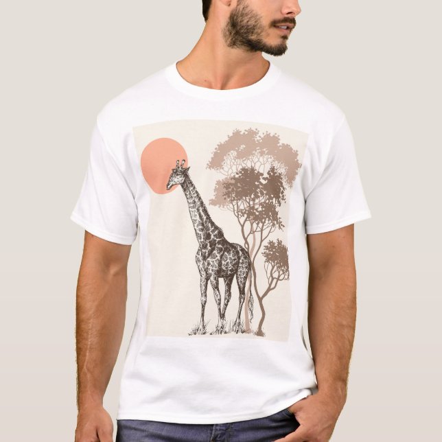 Camiseta Safari Sunset Giraffe Nature Scenery (Frente)